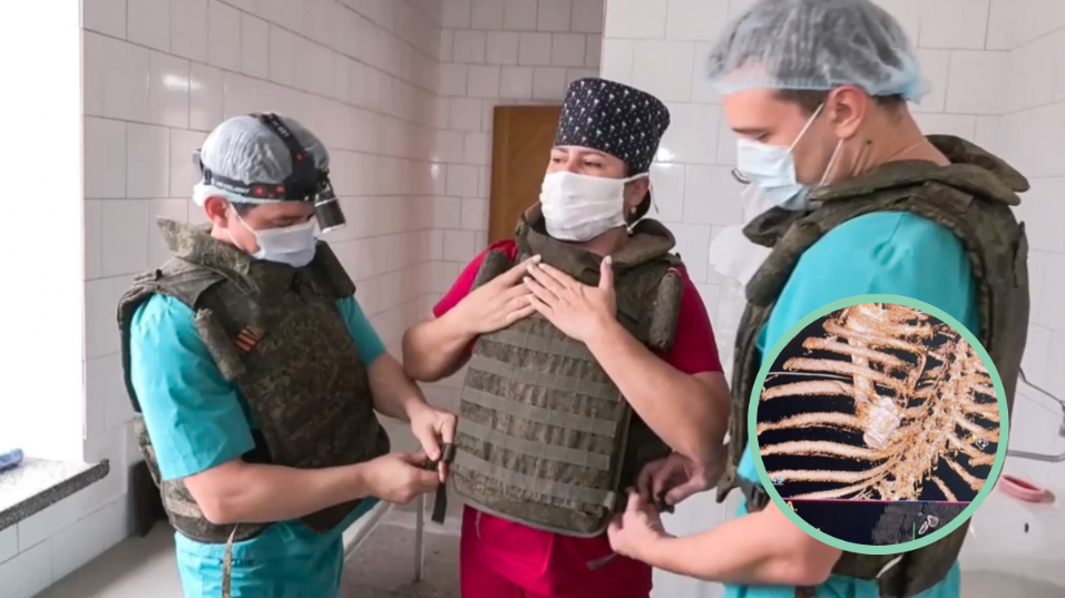 VIDEO: médicos con chalecos antibalas operan a soldado ruso con un proyectil sin estallar en el corazón