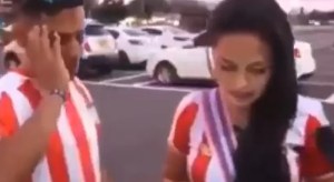La infidelidad de un hincha fue pillada por su novia mientras era entrevistado por periodista (VIDEO)