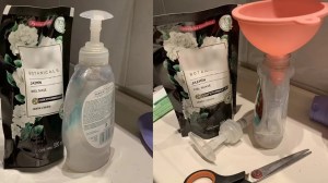 Hizo un experimento con su hijo para ver si recargaba el envase del jabón y el resultado fue inesperado