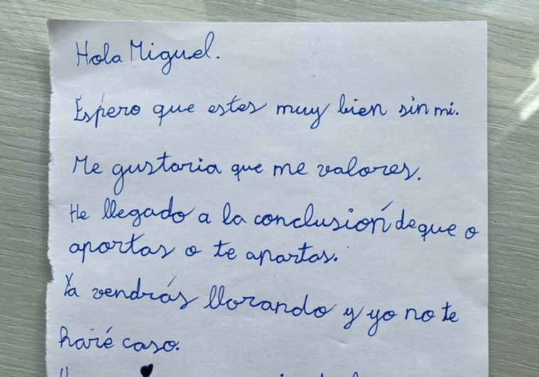 La carta de desamor de una niña de siete años con amenaza incluida: “Ya vendrás llorando”