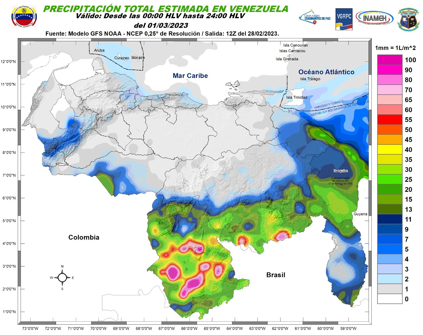 Inameh prevé lluvias y lloviznas dispersas en algunas áreas de Venezuela este #1Mar