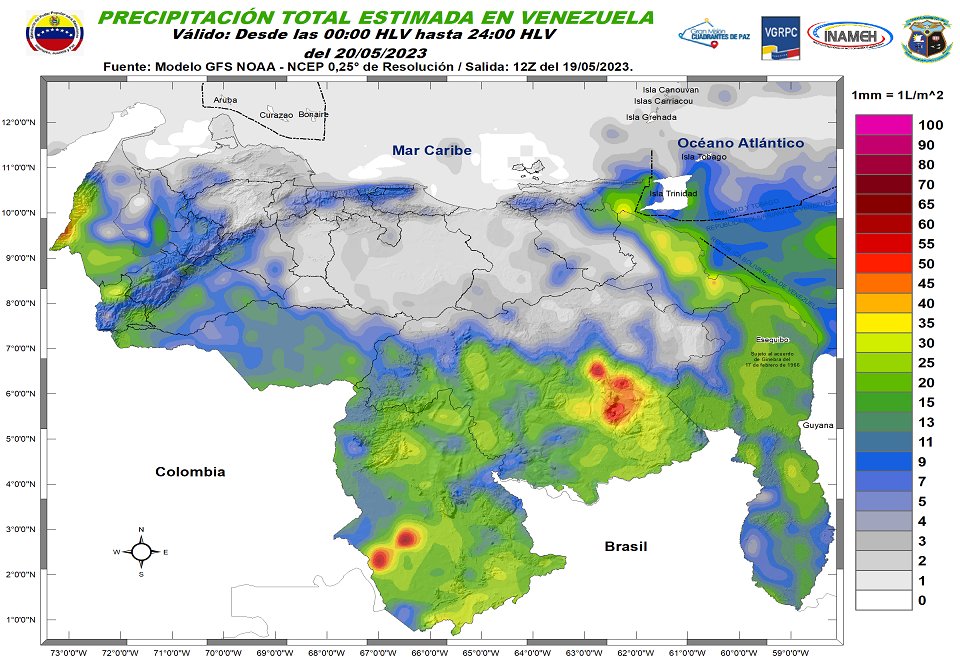 Inameh prevé ráfagas de viento y descargas eléctricas en varios estados de Venezuela este #20May