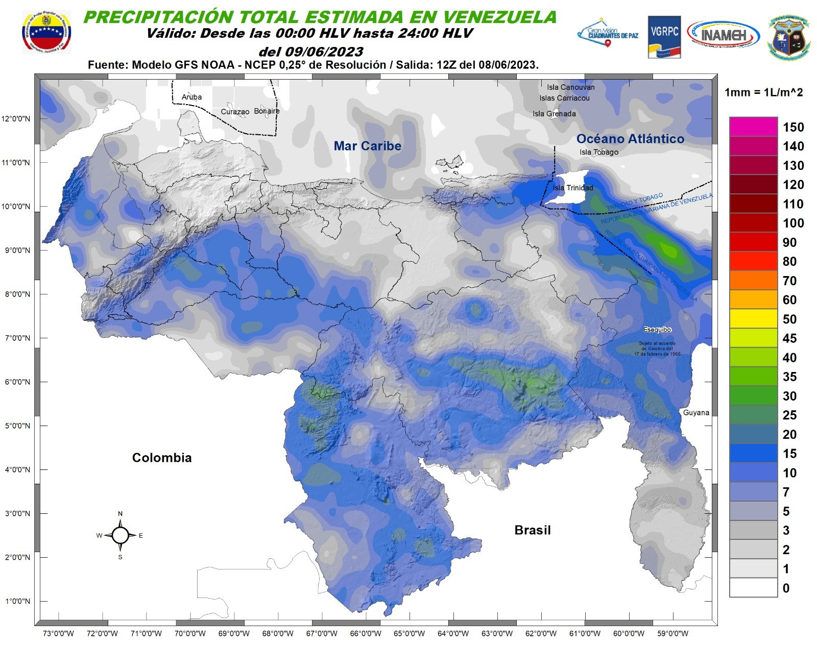 Inameh prevé abundante nubosidad con lluvias en varios estados de Venezuela este #9Jun