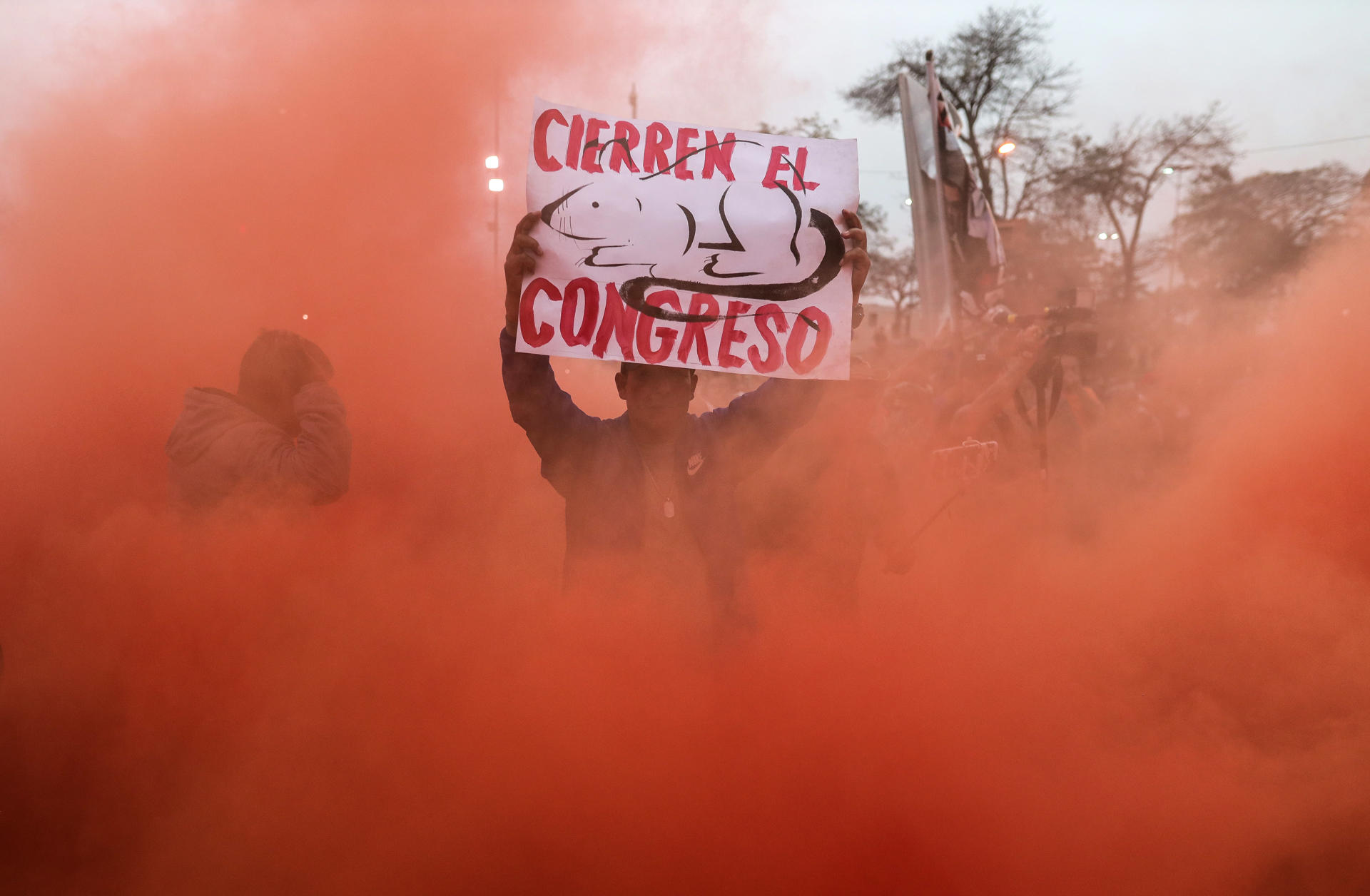 Manifestantes rompieron cerco policial y llegaron hasta los exteriores del Congreso de Perú