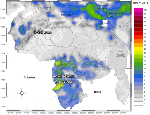 Inameh prevé lluvias en algunas áreas de Venezuela este #15Dic