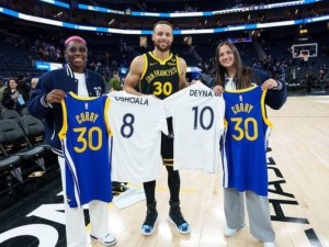 VIDEOS: Deyna Castellanos y Stephen Curry juntos en la previa de un partido de NBA